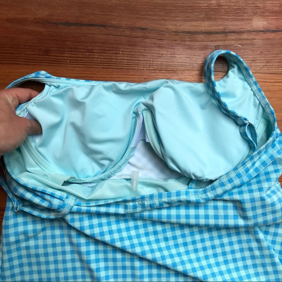 Lands End L. L. Bean Blue Checker High-Waist Tankini, EUC, 12/16 L/XL - Picture 8 of 13